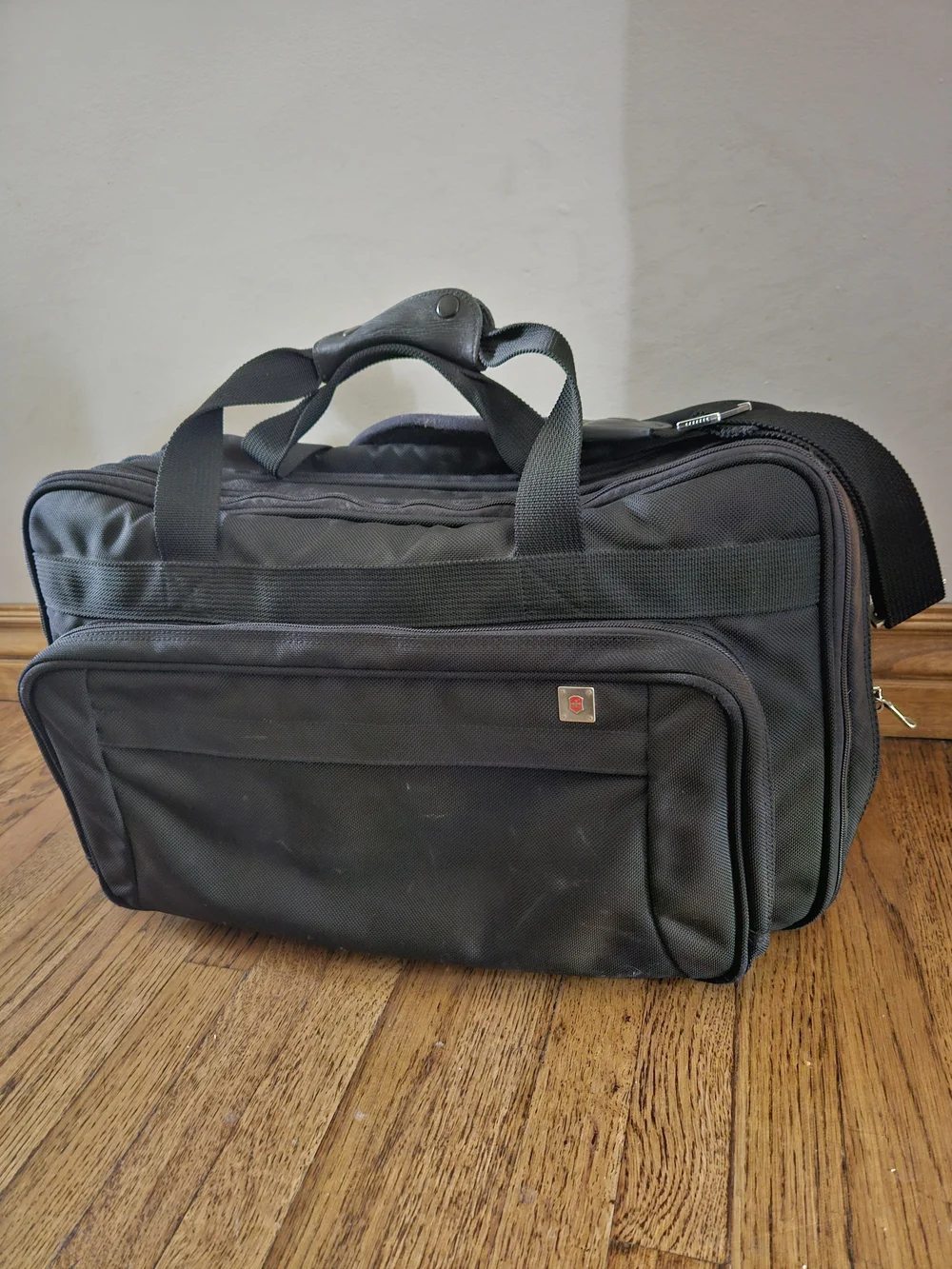 Victorinox Black Travel Duffel with Front Zip Pocket and Shoulder Strap